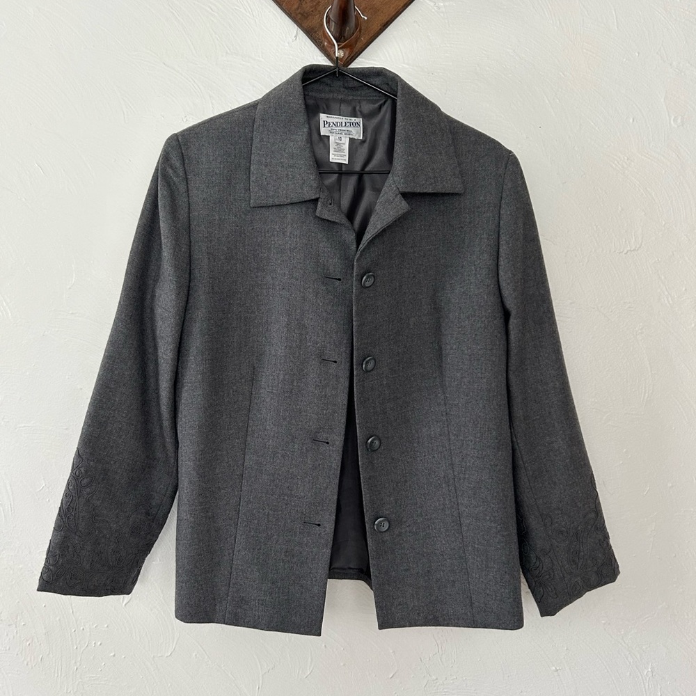 Pendleton Wool Shacket / Blazer with Appliqué Cuffs
